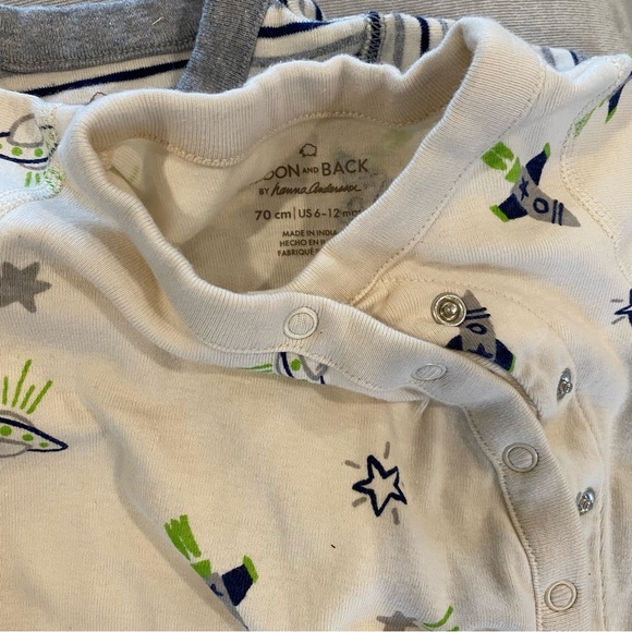 Hanna Andersson short sleeve infant rompers set of 2 6-12 months - Picture 2 of 4